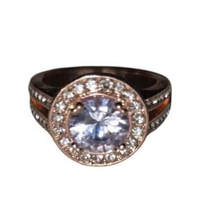 Rose Gold Tone Costume Ring Size 7 Gift Sparkle Glam Coquette Statement Present